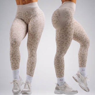 NEBBIA - Kompresní push-up legíny s leopardím vzorem PRIMAL 849 (CREAM LEOPARD)