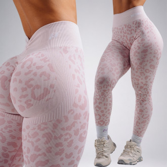 NEBBIA - Kompresní push-up legíny s leopardím vzorem PRIMAL 849 (PINK LEOPARD)