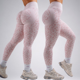 NEBBIA - Kompresní push-up legíny s leopardím vzorem PRIMAL 849 (PINK LEOPARD)