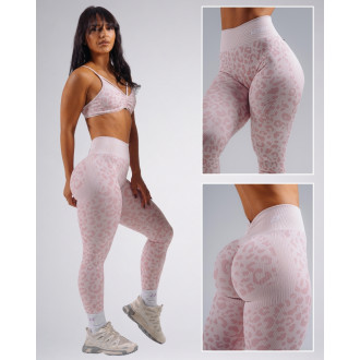 NEBBIA - Kompresní push-up legíny s leopardím vzorem PRIMAL 849 (PINK LEOPARD)
