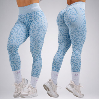 NEBBIA - Kompresní push-up legíny s leopardím vzorem PRIMAL 849 (BLUE LEOPARD)