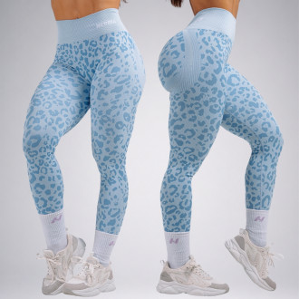 NEBBIA - Kompresní push-up legíny s leopardím vzorem PRIMAL 849 (BLUE LEOPARD)