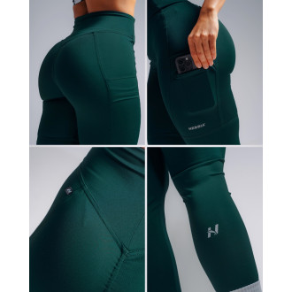 NEBBIA - High-waist tvarující legíny s kapsami PRIMAL 851 (DARK GREEN)