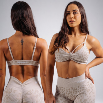 NEBBIA - Medium support sportovní podprsenka s leopardím vzorem PRIMAL 854 (CREAM LEOPARD)