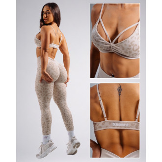 NEBBIA - Medium support sportovní podprsenka s leopardím vzorem PRIMAL 854 (CREAM LEOPARD)
