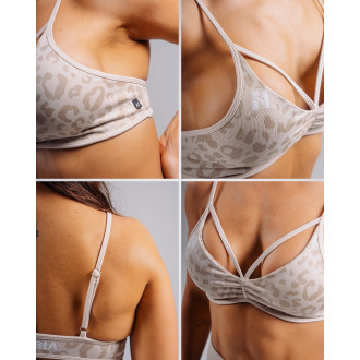 NEBBIA - Medium support sportovní podprsenka s leopardím vzorem PRIMAL 854 (CREAM LEOPARD)