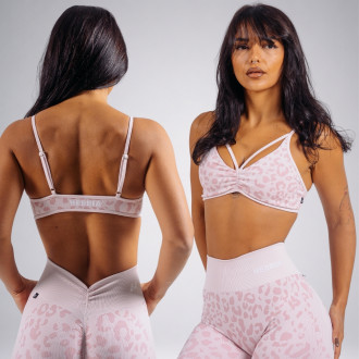 NEBBIA - Medium support sportovní podprsenka s leopardím vzorem PRIMAL 854 (PINK LEOPARD)