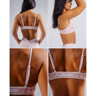 NEBBIA - Medium support sportovní podprsenka s leopardím vzorem PRIMAL 854 (PINK LEOPARD)