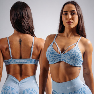 NEBBIA - Medium support sportovní podprsenka s leopardím vzorem PRIMAL 854 (BLUE LEOPARD)