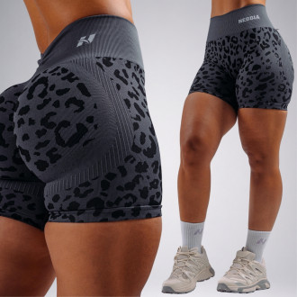 NEBBIA - Kompresní push-up šortky s leopardím vzorem PRIMAL 856 (BLACK LEOPARD)