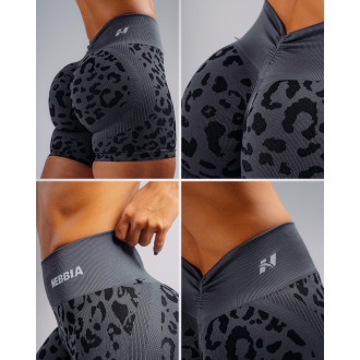 NEBBIA - Kompresní push-up šortky s leopardím vzorem PRIMAL 856 (BLACK LEOPARD)