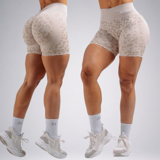NEBBIA - Kompresní push-up šortky s leopardím vzorem PRIMAL 856 (CREAM LEOPARD)