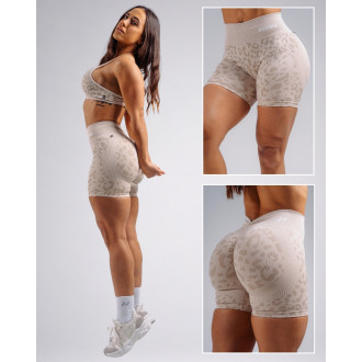 NEBBIA - Kompresní push-up šortky s leopardím vzorem PRIMAL 856 (CREAM LEOPARD)