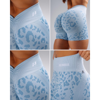 NEBBIA - Kompresní push-up šortky s leopardím vzorem PRIMAL 856 (BLUE LEOPARD)