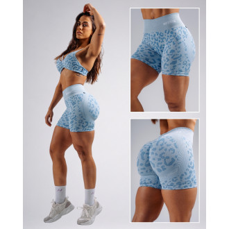 NEBBIA - Kompresní push-up šortky s leopardím vzorem PRIMAL 856 (BLUE LEOPARD)