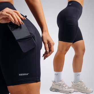 NEBBIA - High-waist šortky s kapsami PRIMAL 858 (BLACK)