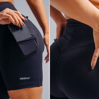 NEBBIA - High-waist šortky s kapsami PRIMAL 858 (BLACK)