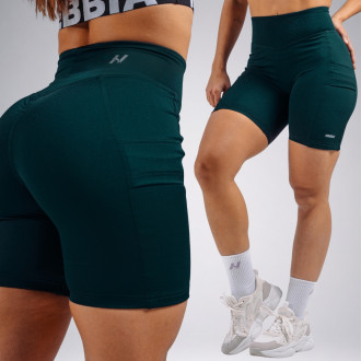 NEBBIA - High-waist šortky s kapsami PRIMAL 858 (DARK GREEN)