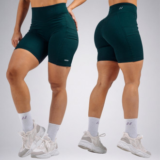 NEBBIA - High-waist šortky s kapsami PRIMAL 858 (DARK GREEN)