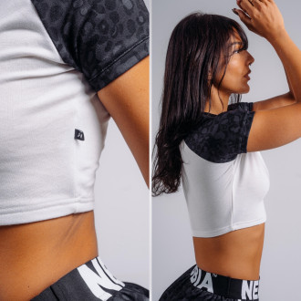 NEBBIA - Crop top s leopardím vzorem 97 PRIMAL 861 (BLACK LEOPARD)