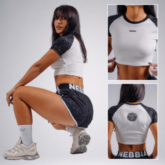 NEBBIA - Crop top s leopardím vzorem 97 PRIMAL 861 (BLACK LEOPARD)