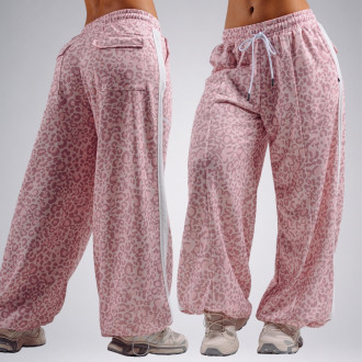NEBBIA - Baggy tepláky s leopardím vzorem PRIMAL 865 (PINK LEOPARD)