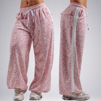 NEBBIA - Baggy tepláky s leopardím vzorem PRIMAL 865 (PINK LEOPARD)