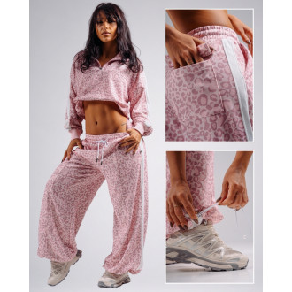 NEBBIA - Baggy tepláky s leopardím vzorem PRIMAL 865 (PINK LEOPARD)