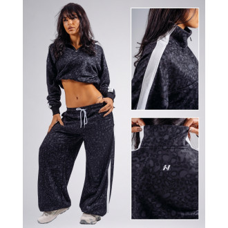 NEBBIA - Half-zip mikina s leopardím vzorem PRIMAL 866 (BLACK LEOPARD)