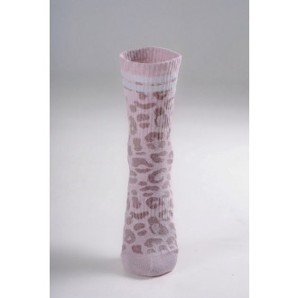 NEBBIA - Crew ponožky s leopardím vzorem PRIMAL 106 (PINK LEOPARD)