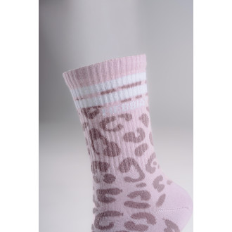 NEBBIA - Crew ponožky s leopardím vzorem PRIMAL 106 (PINK LEOPARD)