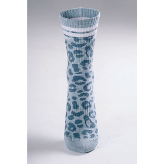 NEBBIA - Crew ponožky s leopardím vzorem PRIMAL 106 (BLUE LEOPARD)