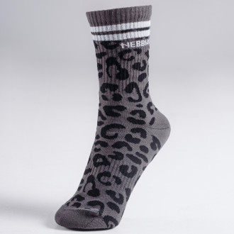 NEBBIA - Crew ponožky s leopardím vzorem PRIMAL 106 (BLACK LEOPARD)