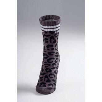 NEBBIA - Crew ponožky s leopardím vzorem PRIMAL 106 (BLACK LEOPARD)