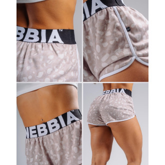 NEBBIA - Tréninkové šortky s leopardím vzorem PRIMAL 855 (CREAM LEOPARD)