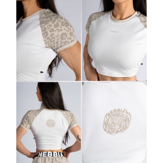 NEBBIA - Crop top s leopardím vzorem 97 PRIMAL 861 (CREAM LEOPARD)