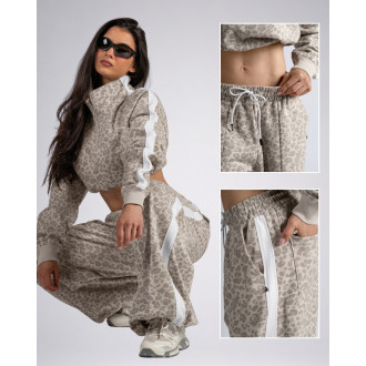 NEBBIA - Baggy tepláky s leopardím vzorem PRIMAL 865 (CREAM LEOPARD)