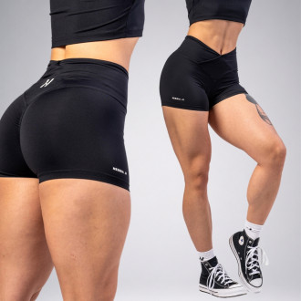 NEBBIA - Leginové šortky s vysokým pasem AGILE 475 (black)
