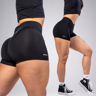NEBBIA - Leginové šortky s vysokým pasem AGILE 475 (black)