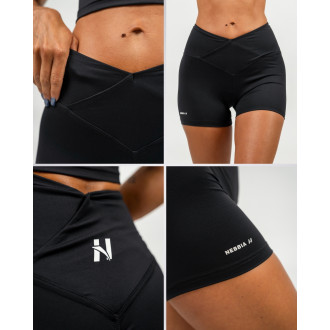 NEBBIA - Leginové šortky s vysokým pasem AGILE 475 (black)