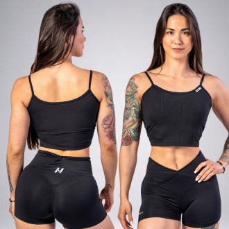 NEBBIA - Leginové šortky s vysokým pasem AGILE 475 (black)