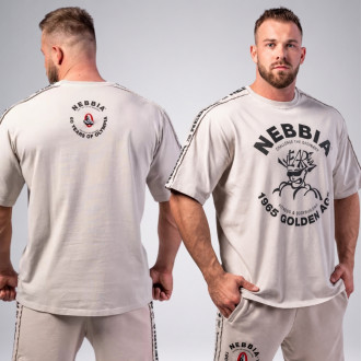 NEBBIA - Washed oversized tričko GOLDEN AGE 790 (light grey)