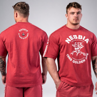 NEBBIA - Washed oversized tričko GOLDEN AGE 790 (red)