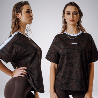 NEBBIA - Dámské relaxed fit tričko POWER 894 (dark brown camo)