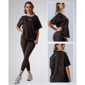NEBBIA - Dámské relaxed fit tričko POWER 894 (dark brown camo)