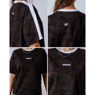NEBBIA - Dámské relaxed fit tričko POWER 894 (dark brown camo)