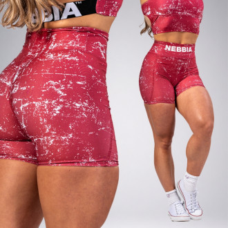 NEBBIA - Leginové šortky s vysokým pasem HAMMIES 615 (red)