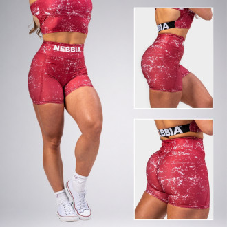 NEBBIA - Leginové šortky s vysokým pasem HAMMIES 615 (red)