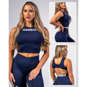 NEBBIA - Crop top tílko GYM THERAPY 618 (dark blue)