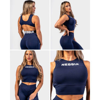 NEBBIA - Crop top tílko GYM THERAPY 618 (dark blue)